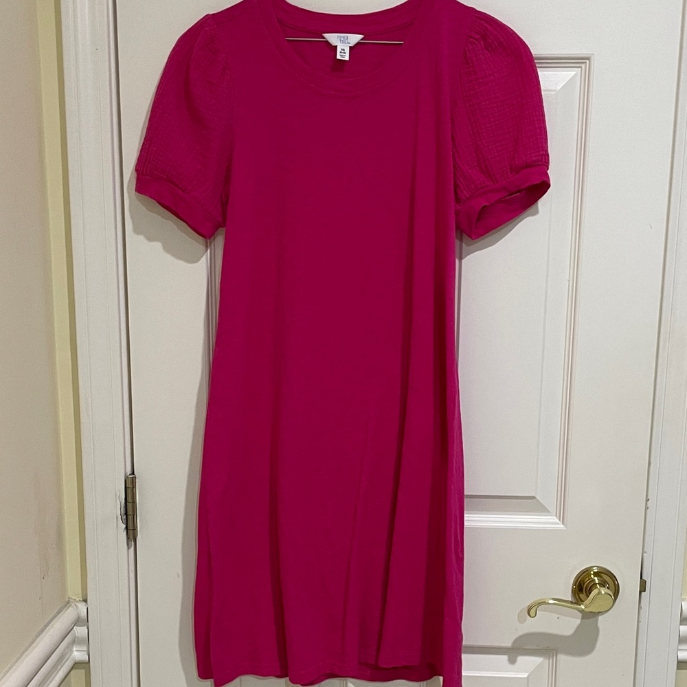 Time and Tru Hot Pink Dress with puff sleeve size XS